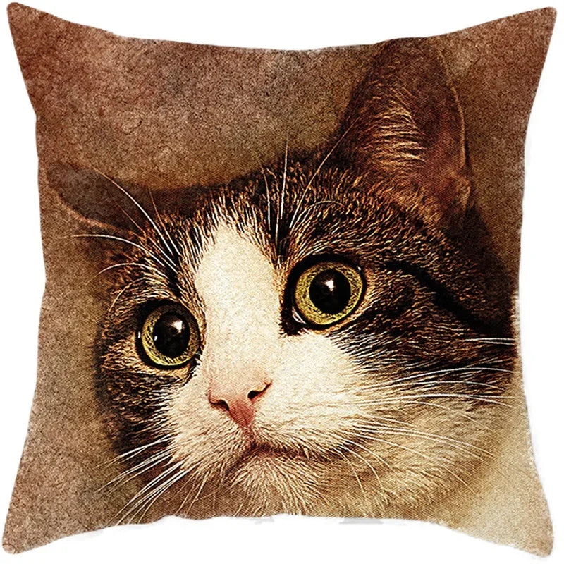 Vibrant Animal Portrait Pillow Covers 45x45cm Soft Velvet Decorative Cushion Cover Dog Cat Tiger Lion Pillowcases for  Sofa Car