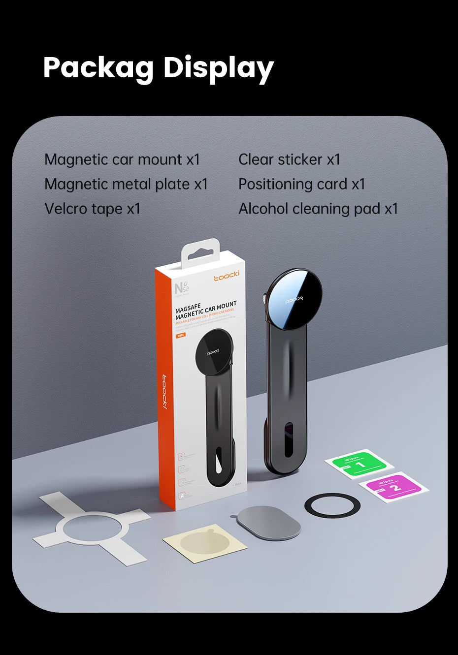 Toocki N52 Strong Magnetic Car Phone Holder Rotation Mobile Bracket GPS Cell Phone Stand in Car For Magsafe For iPhone15 14 13