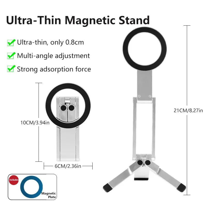 Magnetic Phone Holder Tripod Travel Essentials Flexible Rotation Hands-Free Airplane Phone Mount Seat Phone Stand