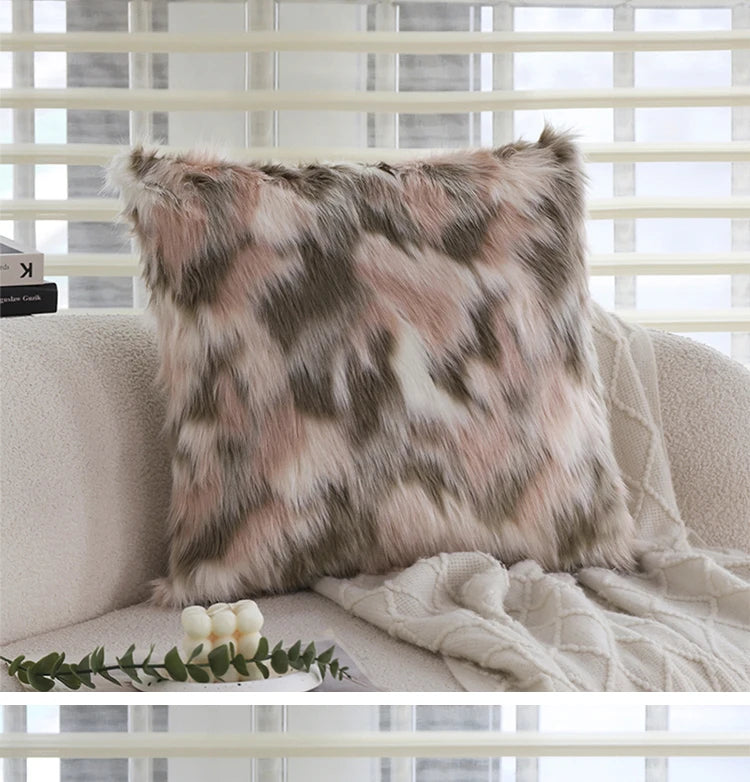 Gradient Plush Thick Cushion Cover High Quality 30x50cm 45x45cm Lumbar Pillow for Indoor Ins Sofa Home Decorative Pillowcase