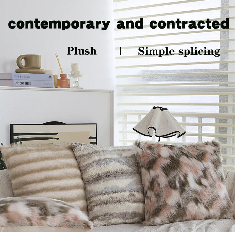 Gradient Plush Thick Cushion Cover High Quality 30x50cm 45x45cm Lumbar Pillow for Indoor Ins Sofa Home Decorative Pillowcase