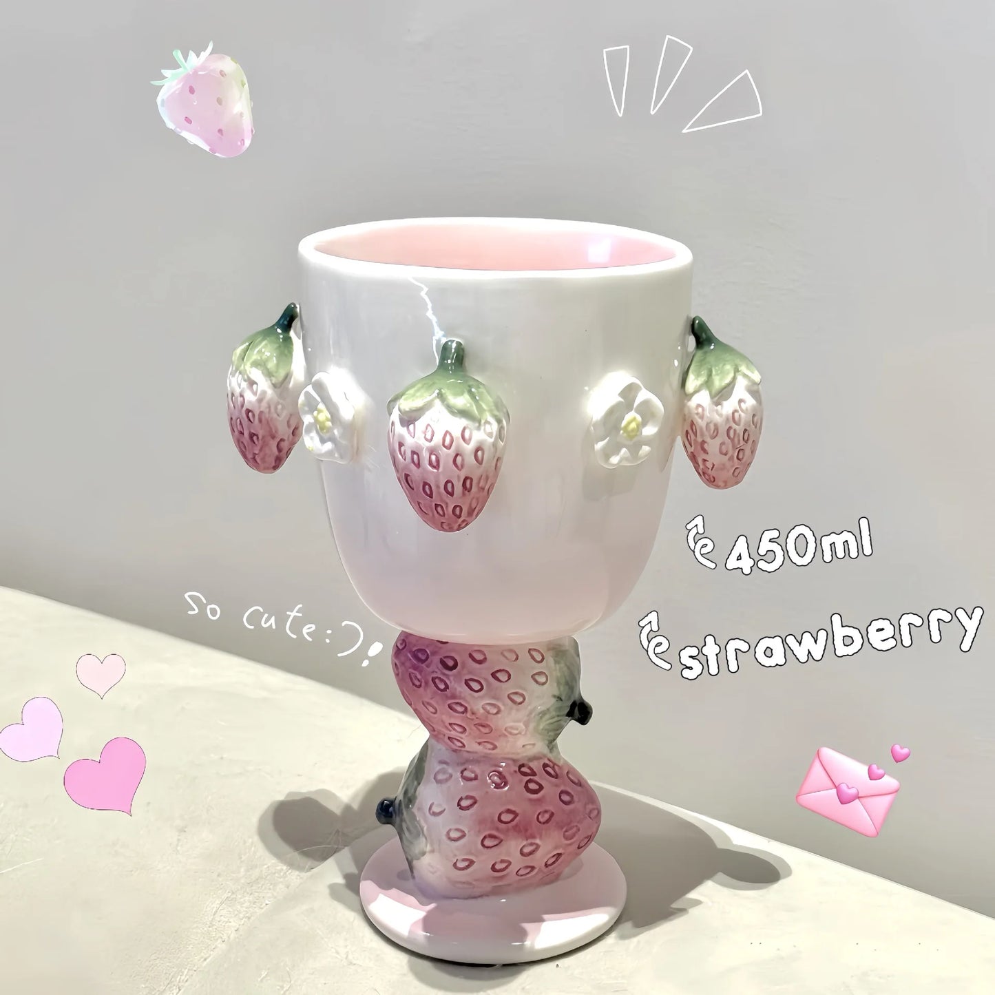 Pet strawberry tableware pink household ceramic bowl deep plate breakfast  westerna past dessert cake