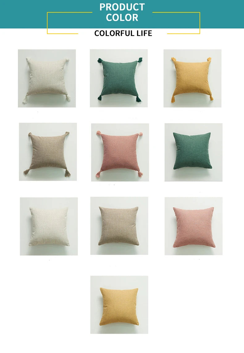 Yellow/Khaki Cushion Cover Home Linen Decorative 1PC and Practical Soft Pillow Cover for Sofa Bedroom Comfortable Pillow Cases