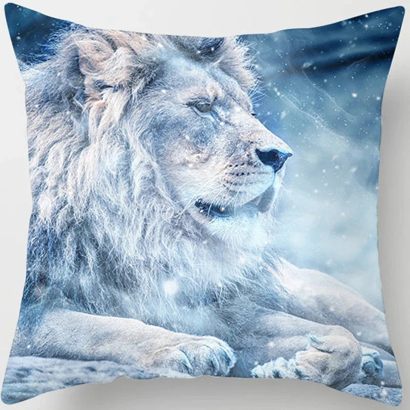 Vibrant Animal Portrait Pillow Covers 45x45cm Soft Velvet Decorative Cushion Cover Dog Cat Tiger Lion Pillowcases for  Sofa Car