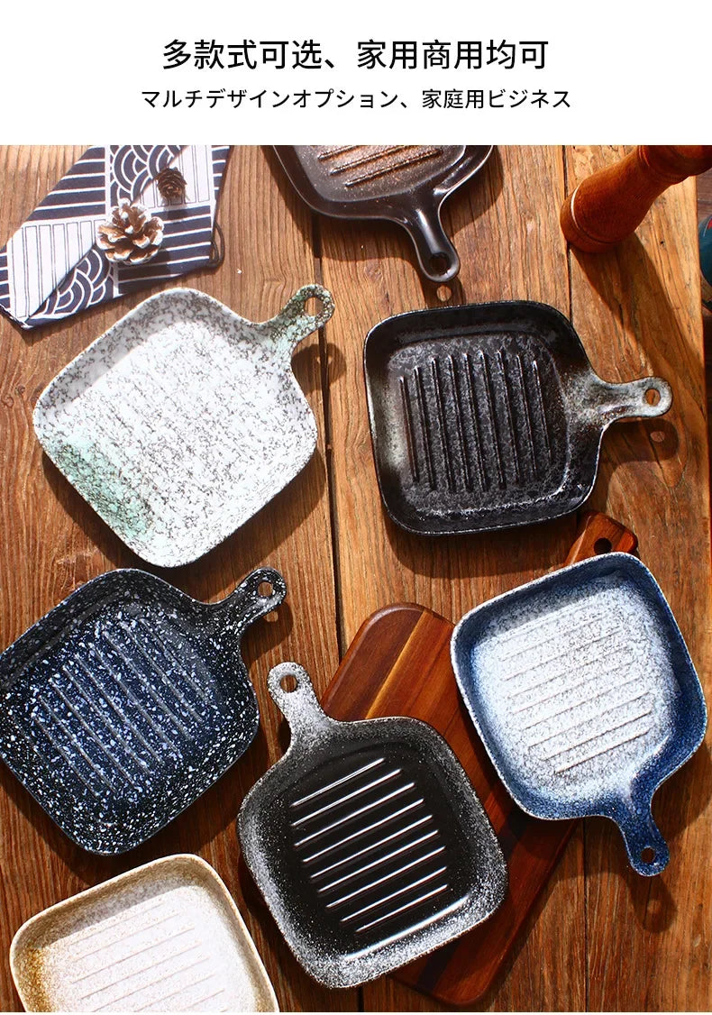Ceramic tableware wholesale Ceramic tableware  High value Western food plate Baking Handle  Porcelain  Square plate Dinner plate