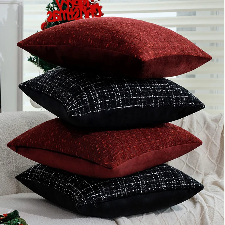 Cushion Cover Christmas Home Decoration 45x45 30x50cm Retro Red Simple Pillow Cover for Indoor Liviing Room Sofa Pillowcase