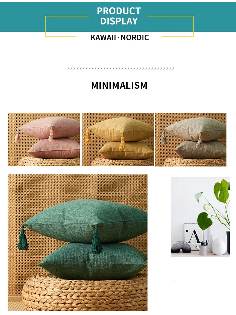 Yellow/Khaki Cushion Cover Home Linen Decorative 1PC and Practical Soft Pillow Cover for Sofa Bedroom Comfortable Pillow Cases