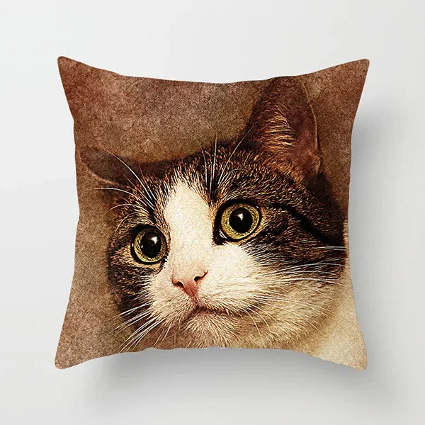 Vibrant Animal Portrait Pillow Covers 45x45cm Soft Velvet Decorative Cushion Cover Dog Cat Tiger Lion Pillowcases for  Sofa Car