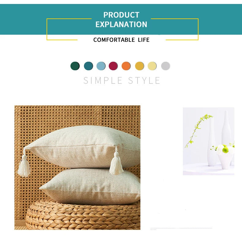Yellow/Khaki Cushion Cover Home Linen Decorative 1PC and Practical Soft Pillow Cover for Sofa Bedroom Comfortable Pillow Cases