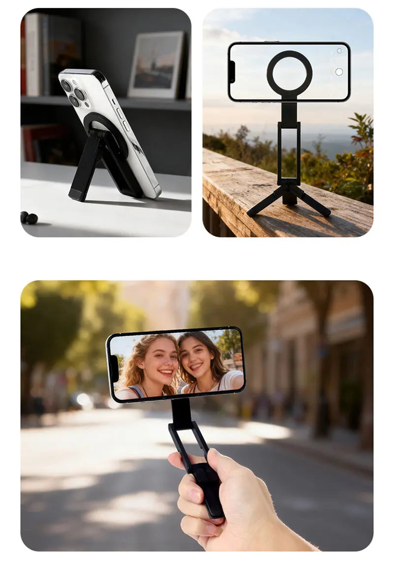 Magnetic Phone Holder Tripod Travel Essentials Flexible Rotation Hands-Free Airplane Phone Mount Seat Phone Stand