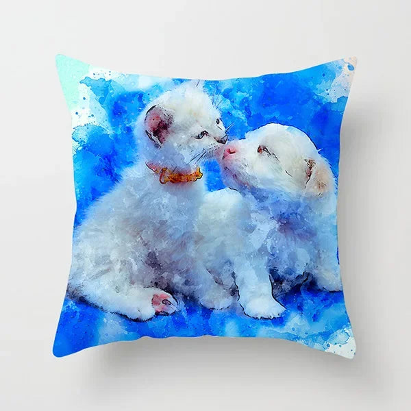 Vibrant Animal Portrait Pillow Covers 45x45cm Soft Velvet Decorative Cushion Cover Dog Cat Tiger Lion Pillowcases for  Sofa Car