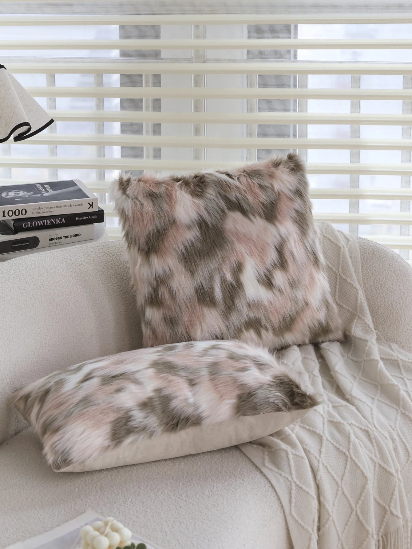 Gradient Plush Thick Cushion Cover High Quality 30x50cm 45x45cm Lumbar Pillow for Indoor Ins Sofa Home Decorative Pillowcase