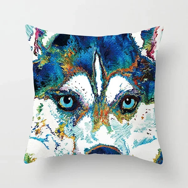 Vibrant Animal Portrait Pillow Covers 45x45cm Soft Velvet Decorative Cushion Cover Dog Cat Tiger Lion Pillowcases for  Sofa Car