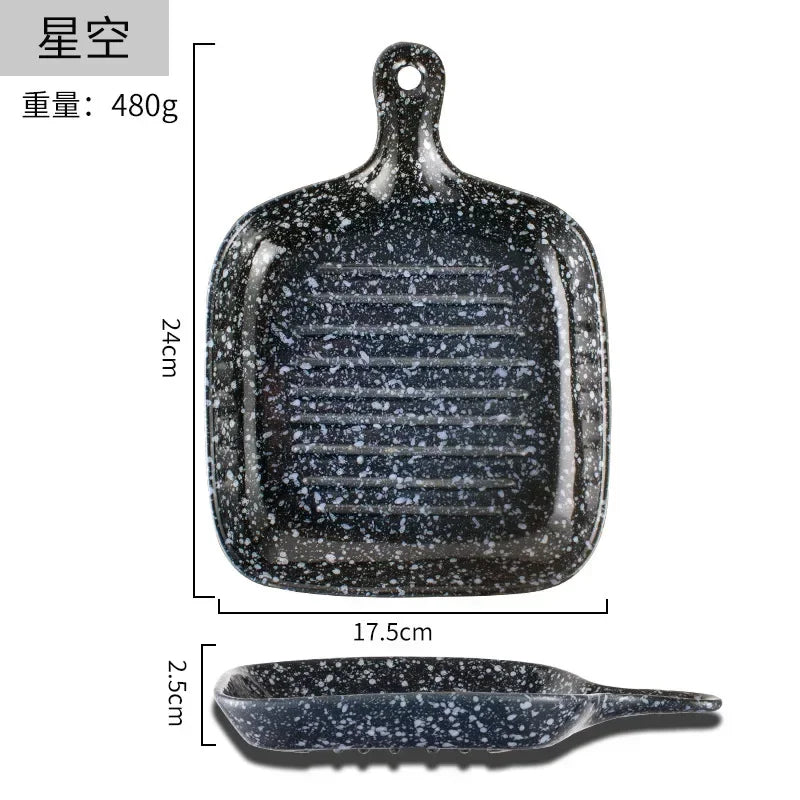 Ceramic tableware wholesale Ceramic tableware  High value Western food plate Baking Handle  Porcelain  Square plate Dinner plate