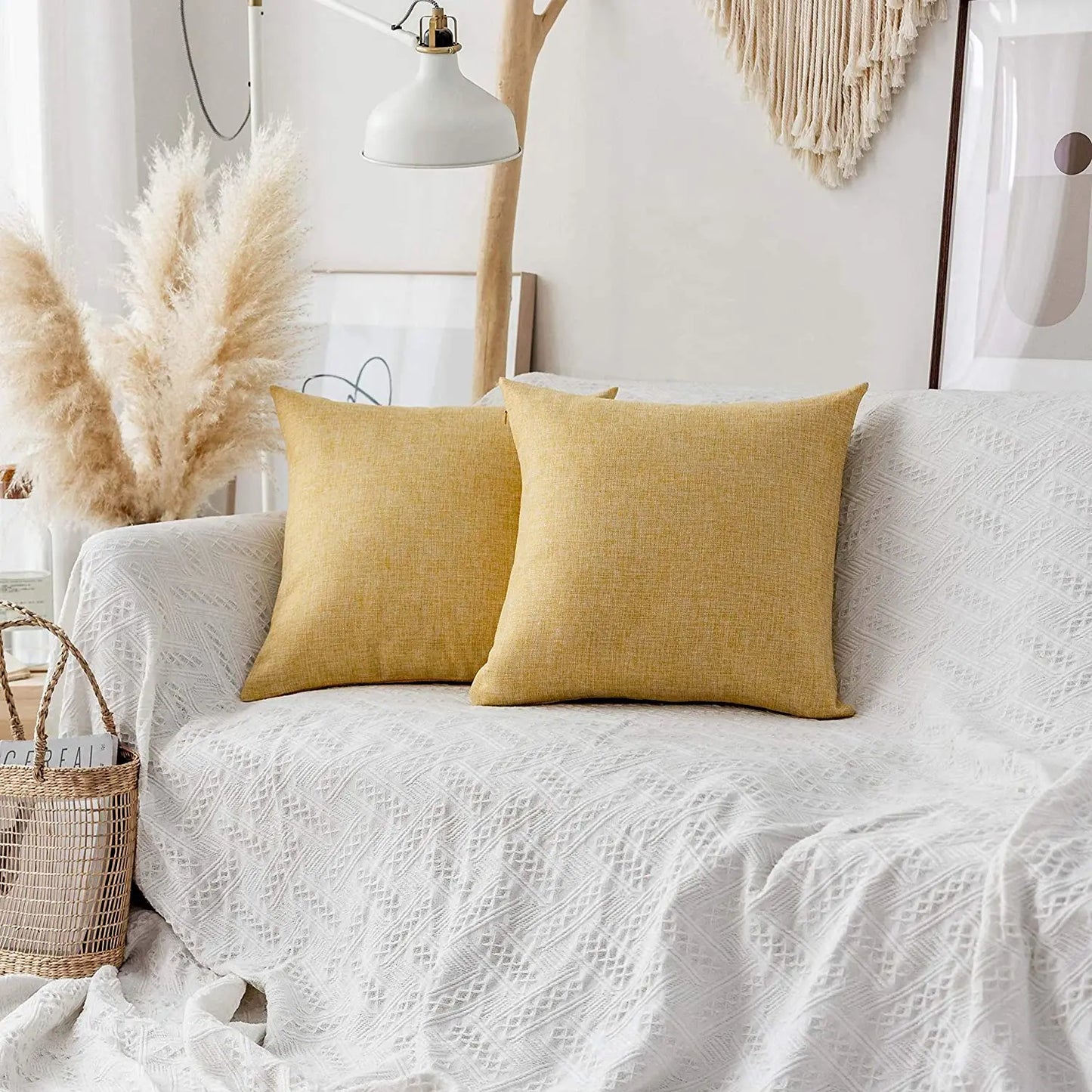 Yellow/Khaki Cushion Cover Home Linen Decorative 1PC and Practical Soft Pillow Cover for Sofa Bedroom Comfortable Pillow Cases