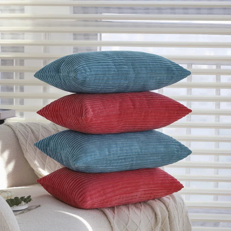 Blue/Pink Cushion Covers Super-Soft Striped Velvet Corduroy Home Decor Pillow 30x50cm Nordic Cover for Sofa Pillow Case