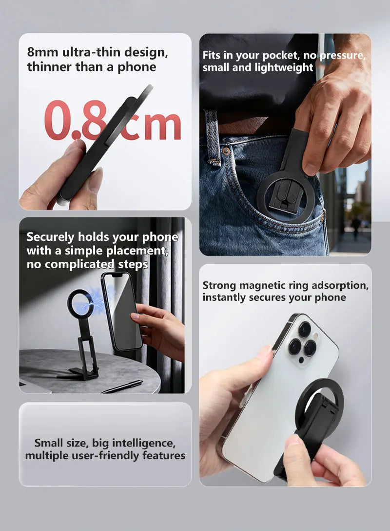 Magnetic Phone Holder Tripod Travel Essentials Flexible Rotation Hands-Free Airplane Phone Mount Seat Phone Stand