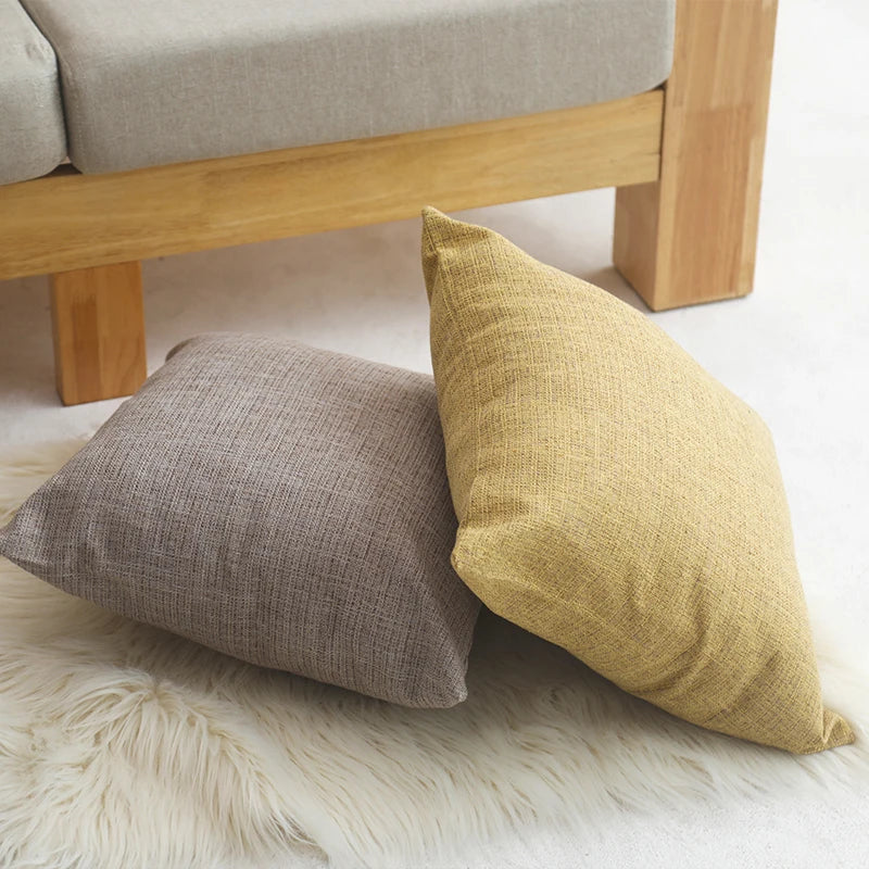 Yellow/Khaki Cushion Cover Home Linen Decorative 1PC and Practical Soft Pillow Cover for Sofa Bedroom Comfortable Pillow Cases
