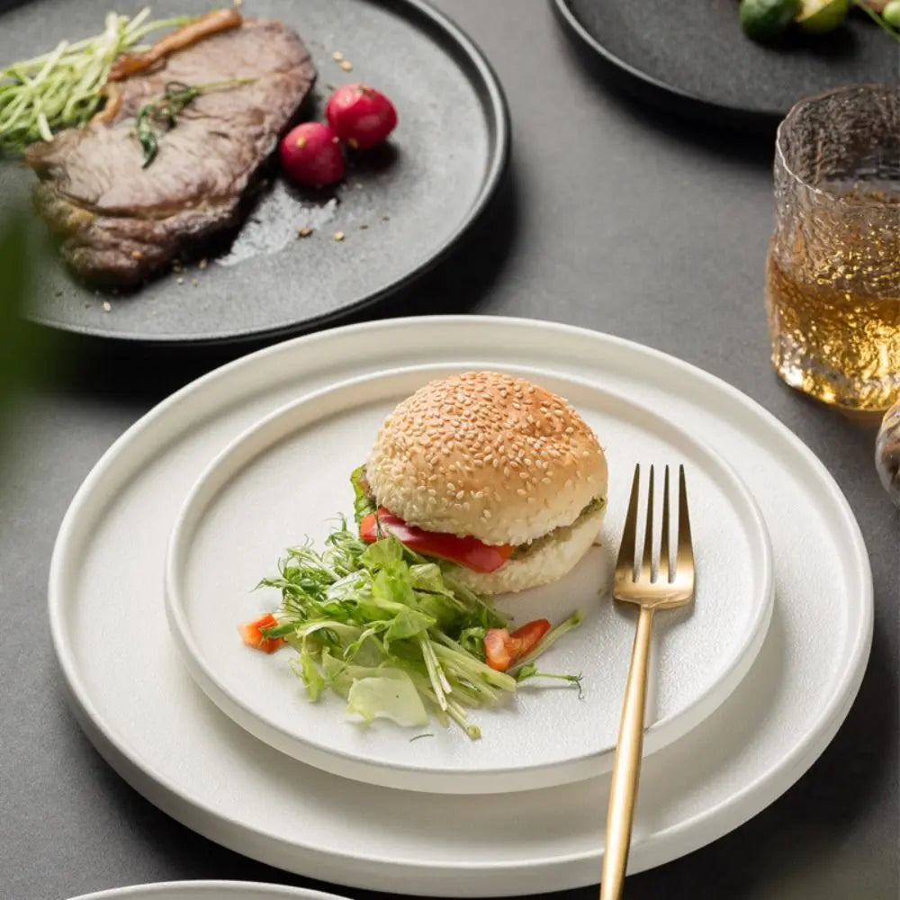 Tableware Ceramic Steak Plate Durable Reusable Western Dish Flat Multi-Function Dessert Tray Bread