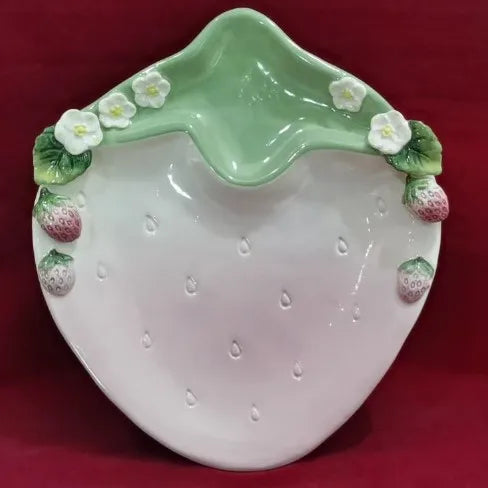 Pet strawberry tableware pink household ceramic bowl deep plate breakfast  westerna past dessert cake