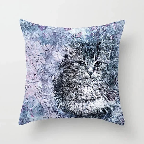 Vibrant Animal Portrait Pillow Covers 45x45cm Soft Velvet Decorative Cushion Cover Dog Cat Tiger Lion Pillowcases for  Sofa Car