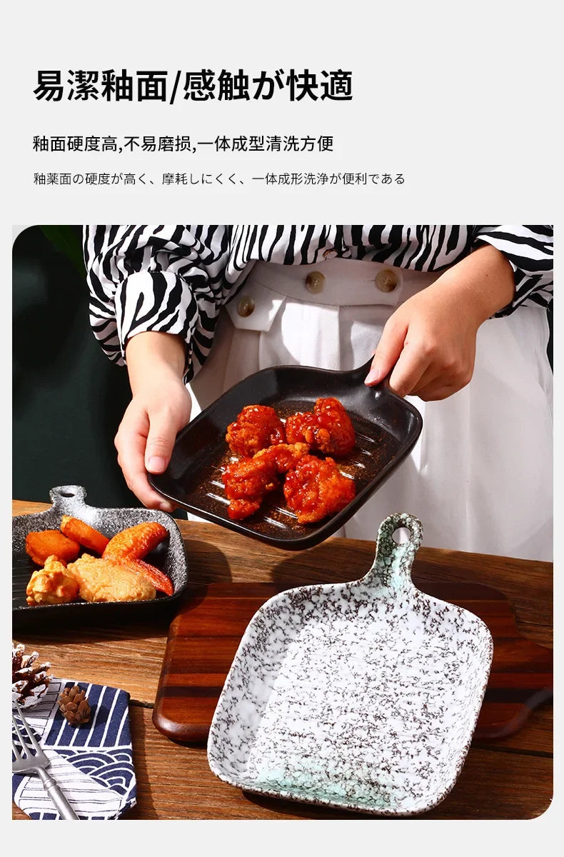 Ceramic tableware wholesale Ceramic tableware  High value Western food plate Baking Handle  Porcelain  Square plate Dinner plate