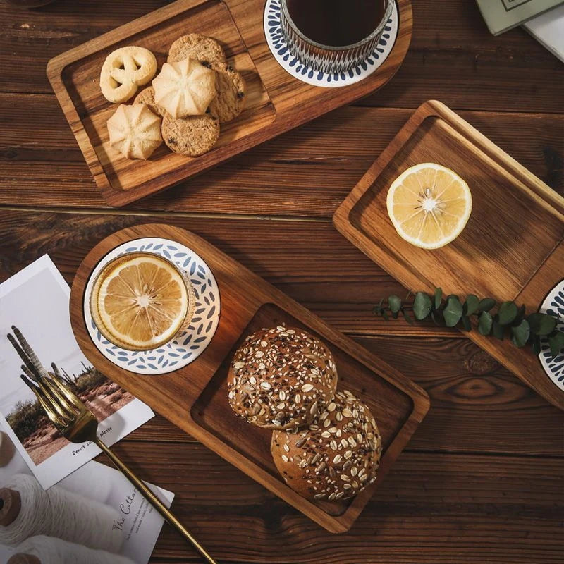 Coffee Tray Wooden Plate Breakfast Tray For Serving Food Hospitality Coffeeware Teaware Table Decoration Accessories