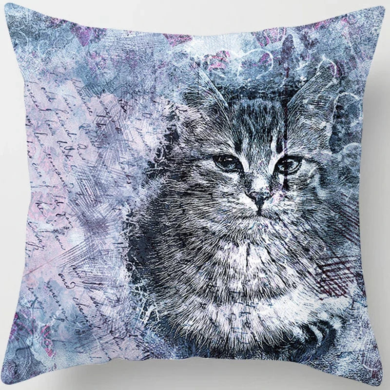 Vibrant Animal Portrait Pillow Covers 45x45cm Soft Velvet Decorative Cushion Cover Dog Cat Tiger Lion Pillowcases for  Sofa Car