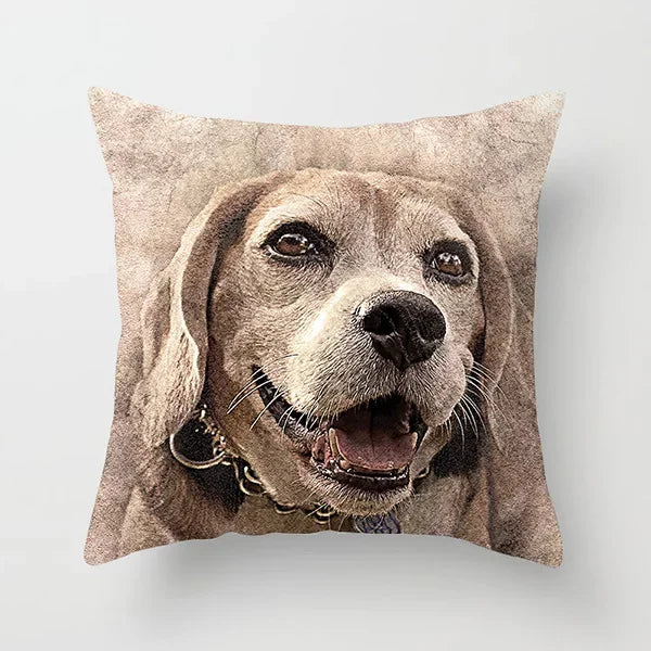 Vibrant Animal Portrait Pillow Covers 45x45cm Soft Velvet Decorative Cushion Cover Dog Cat Tiger Lion Pillowcases for  Sofa Car