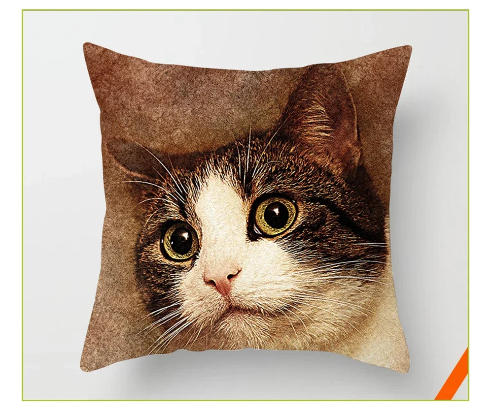 Vibrant Animal Portrait Pillow Covers 45x45cm Soft Velvet Decorative Cushion Cover Dog Cat Tiger Lion Pillowcases for  Sofa Car