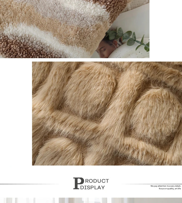 Wool High Quality Cushion Cover Brown Series Skin-friendly Home Decoration Pillow Cover 45x45 Cm Modern Simple Indoor Sofa