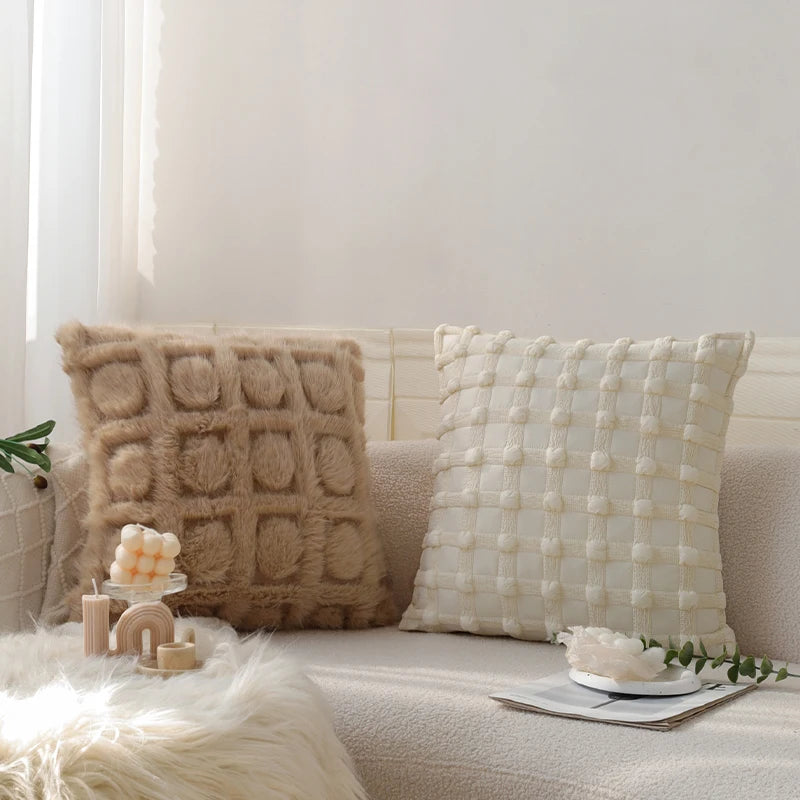 Wool High Quality Cushion Cover Brown Series Skin-friendly Home Decoration Pillow Cover 45x45 Cm Modern Simple Indoor Sofa