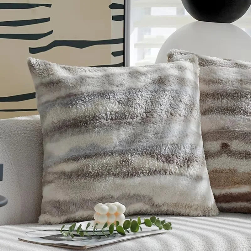 Gradient Plush Thick Cushion Cover High Quality 30x50cm 45x45cm Lumbar Pillow for Indoor Ins Sofa Home Decorative Pillowcase