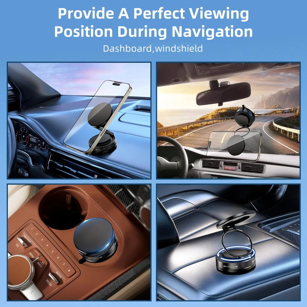 360° Rotating Magnetic Car Phone Holder-Super Strong Vacuum Suction Cup,Magnetic Mount,Universal Phone Stand for All Smartphones