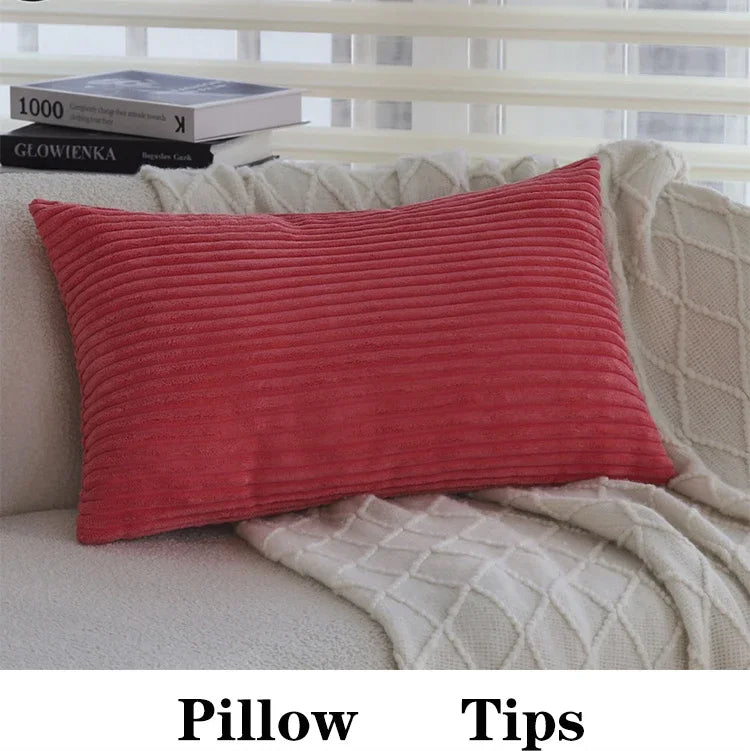 Blue/Pink Cushion Covers Super-Soft Striped Velvet Corduroy Home Decor Pillow 30x50cm Nordic Cover for Sofa Pillow Case
