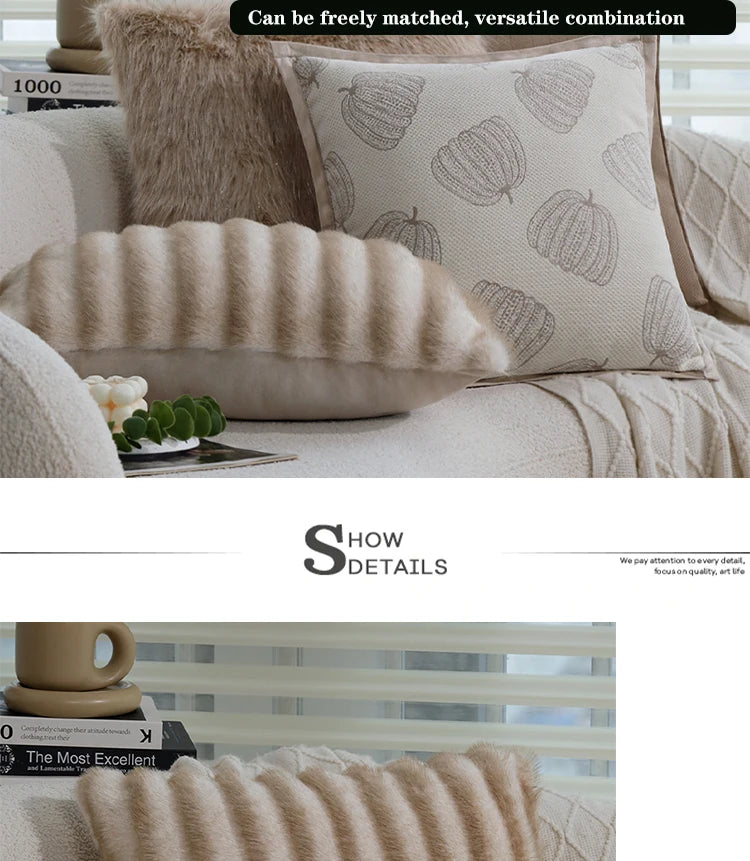 High-quality Silver Thread Fox Fur Cushion Cover 45x45cm Layered Plush 30x50cm Home Living Room Sofa Warm Decorative Pillowcas
