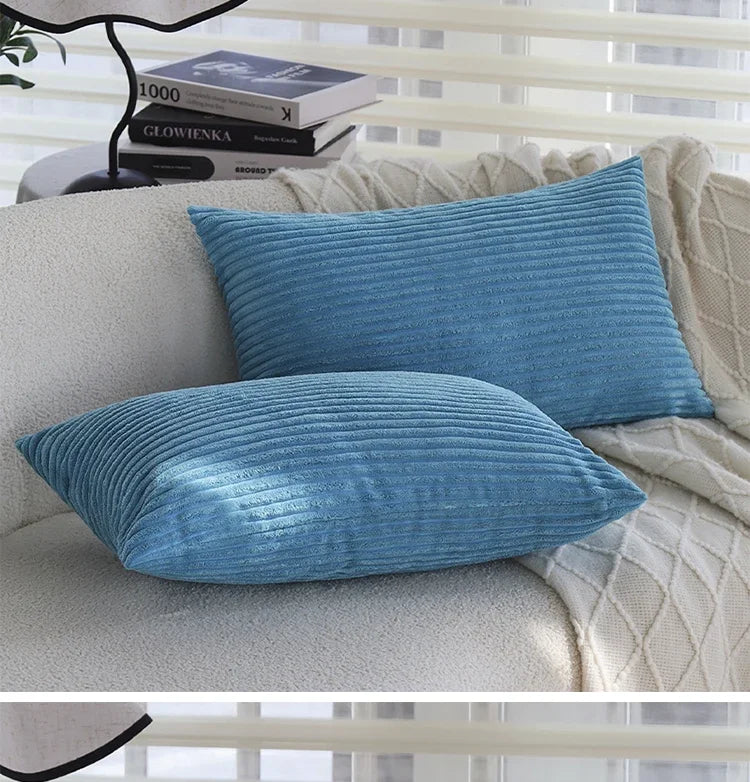 Blue/Pink Cushion Covers Super-Soft Striped Velvet Corduroy Home Decor Pillow 30x50cm Nordic Cover for Sofa Pillow Case