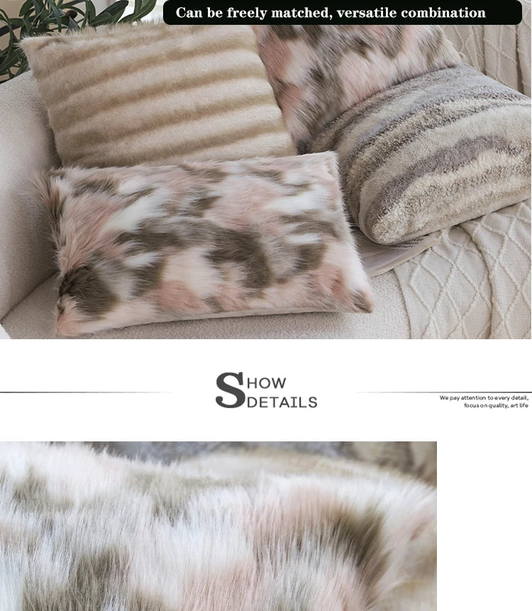 Gradient Plush Thick Cushion Cover High Quality 30x50cm 45x45cm Lumbar Pillow for Indoor Ins Sofa Home Decorative Pillowcase