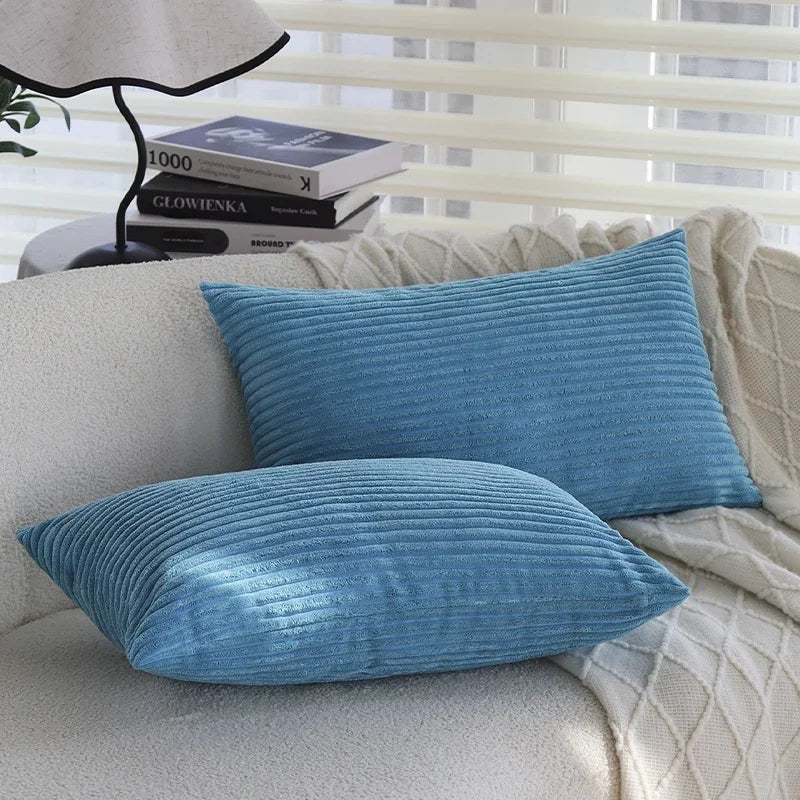 Blue/Pink Cushion Covers Super-Soft Striped Velvet Corduroy Home Decor Pillow 30x50cm Nordic Cover for Sofa Pillow Case
