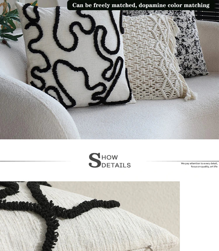 Cushion Cover Geometric Simple Line Chenille 45x45cm Luxury Daily Warm Home Decoration for Living Room Sofa Couch Pillowcase