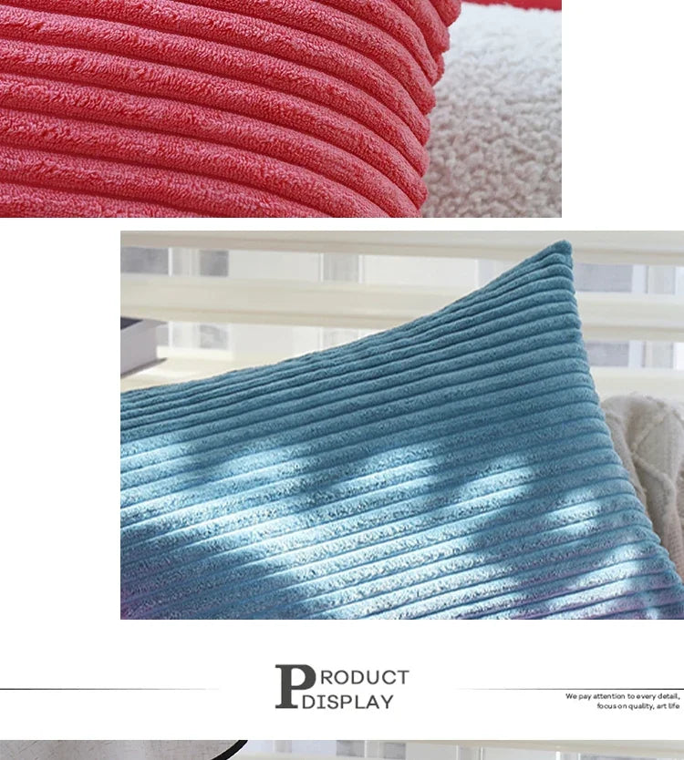 Blue/Pink Cushion Covers Super-Soft Striped Velvet Corduroy Home Decor Pillow 30x50cm Nordic Cover for Sofa Pillow Case