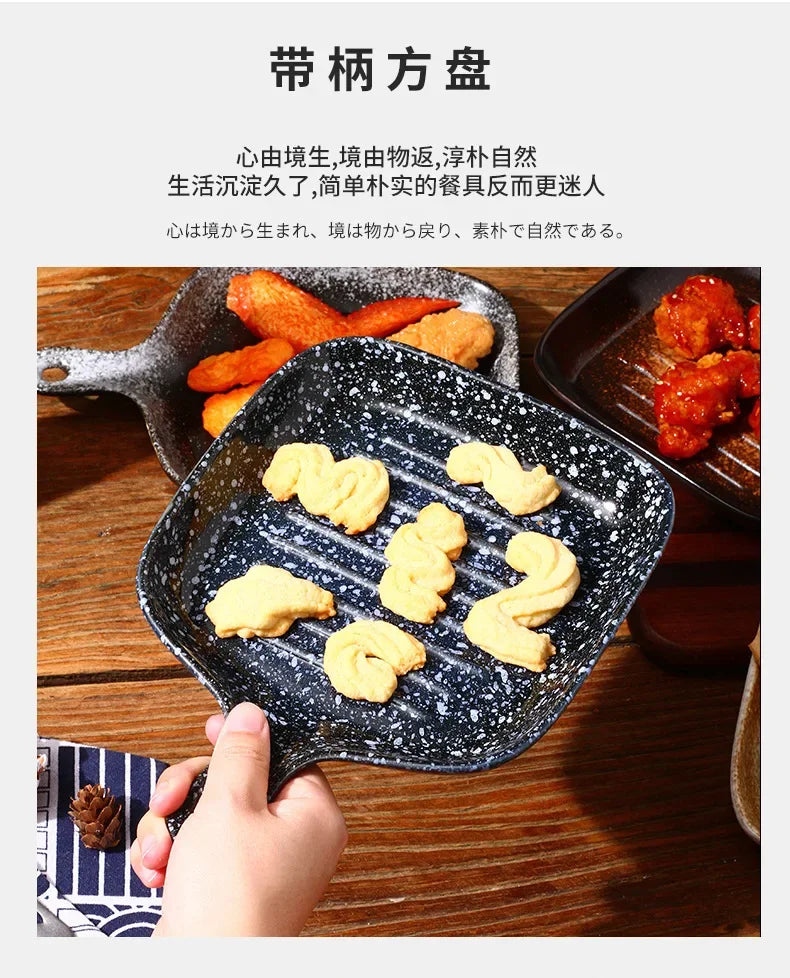 Ceramic tableware wholesale Ceramic tableware  High value Western food plate Baking Handle  Porcelain  Square plate Dinner plate