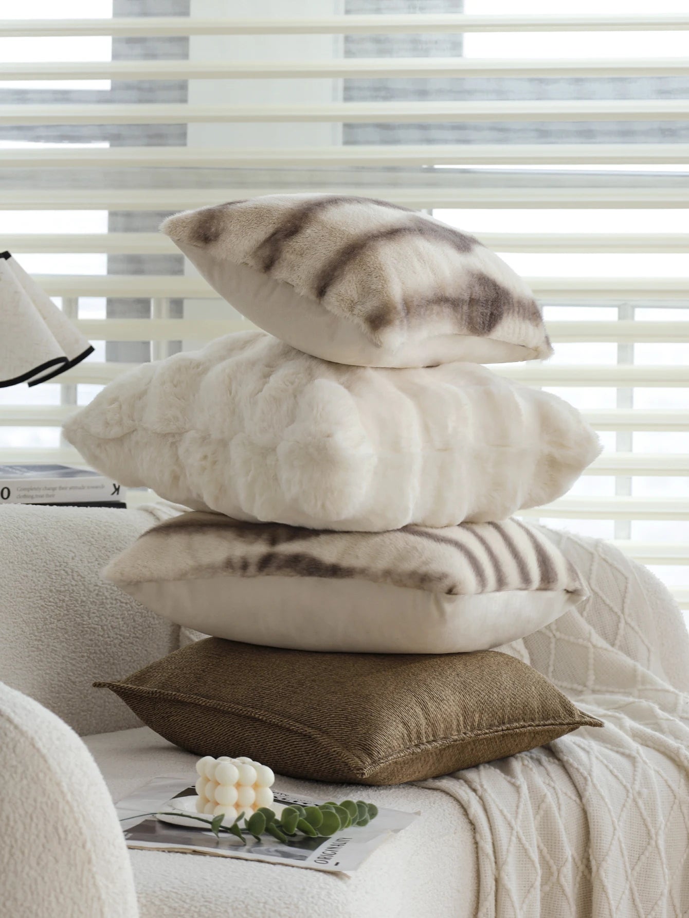 Gradient Plush Ultra-thick Cushion Cover Skin-friendly 30x50cm45x45cm Waist Pillow for Indoor Sofa Home Decorative Pillowcase