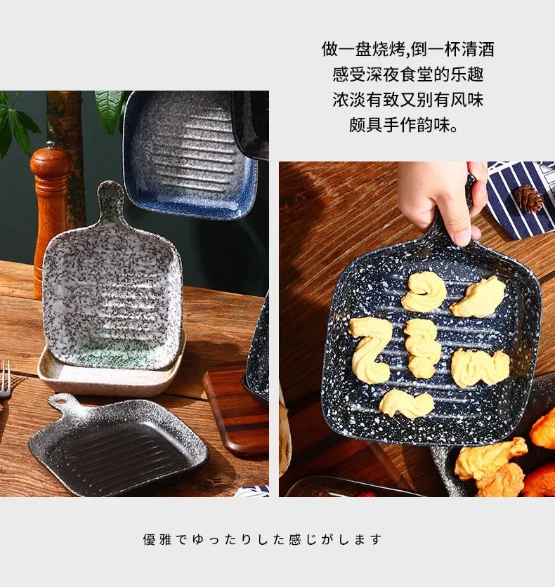 Ceramic tableware wholesale Ceramic tableware  High value Western food plate Baking Handle  Porcelain  Square plate Dinner plate
