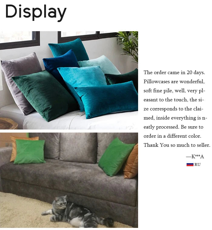 Luxurious High Quality Velvet Cushion Cover Mint Green Warm Home Decorative Pillow Cover for Sofa Bedroom Custom Size