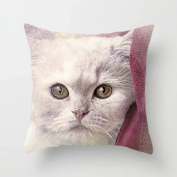 Vibrant Animal Portrait Pillow Covers 45x45cm Soft Velvet Decorative Cushion Cover Dog Cat Tiger Lion Pillowcases for  Sofa Car