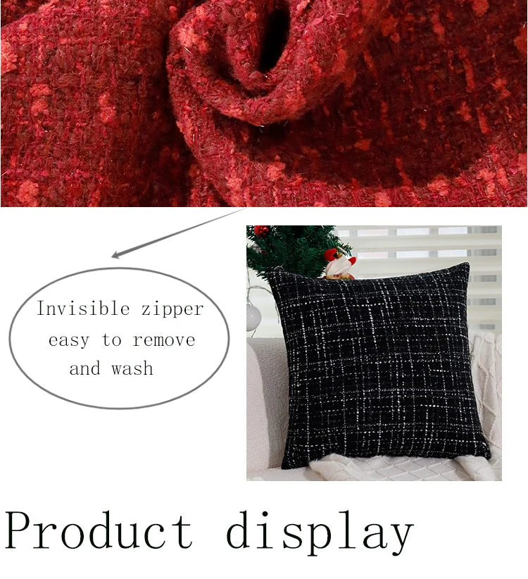 Cushion Cover Christmas Home Decoration 45x45 30x50cm Retro Red Simple Pillow Cover for Indoor Liviing Room Sofa Pillowcase