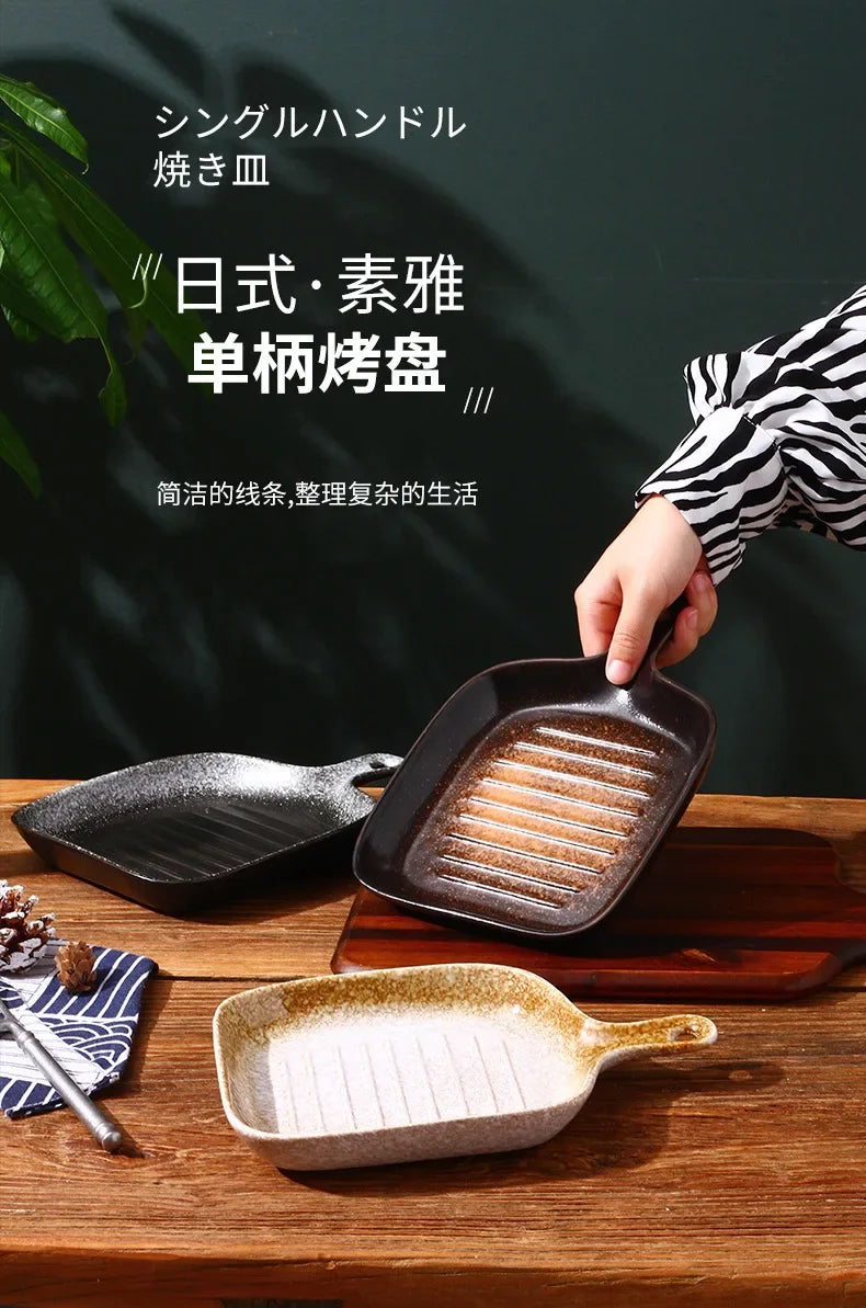 Ceramic tableware wholesale Ceramic tableware  High value Western food plate Baking Handle  Porcelain  Square plate Dinner plate