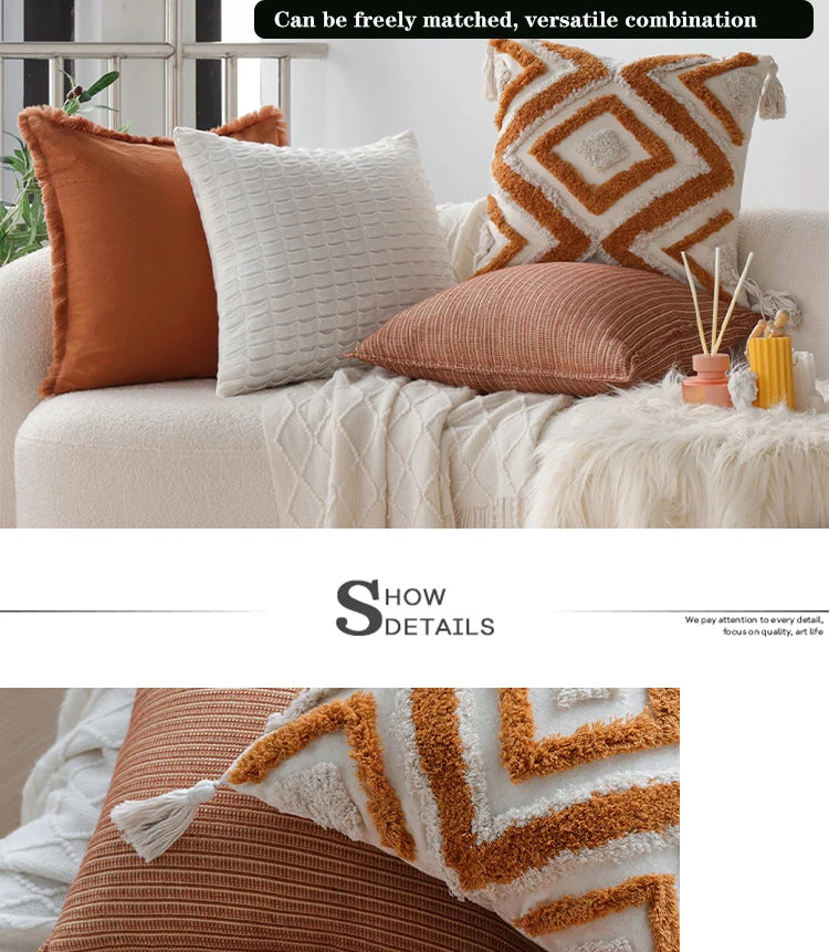 Geometric Cushion Cover Tufted Free Match High Quality Ins Home Decor for Living Room Sofa Pillow Cover 45x45cm Versatile