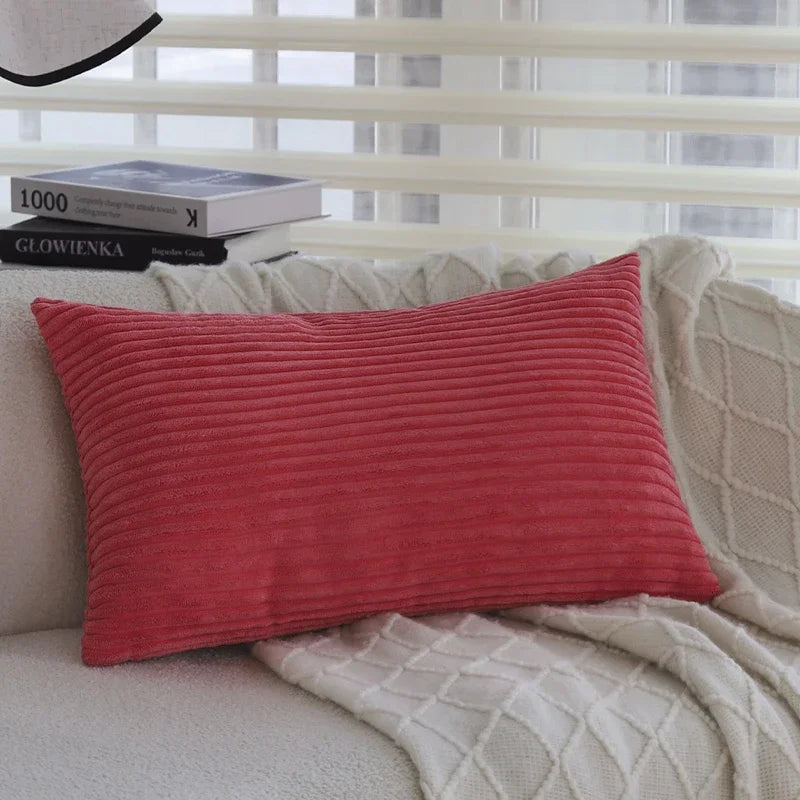 Blue/Pink Cushion Covers Super-Soft Striped Velvet Corduroy Home Decor Pillow 30x50cm Nordic Cover for Sofa Pillow Case